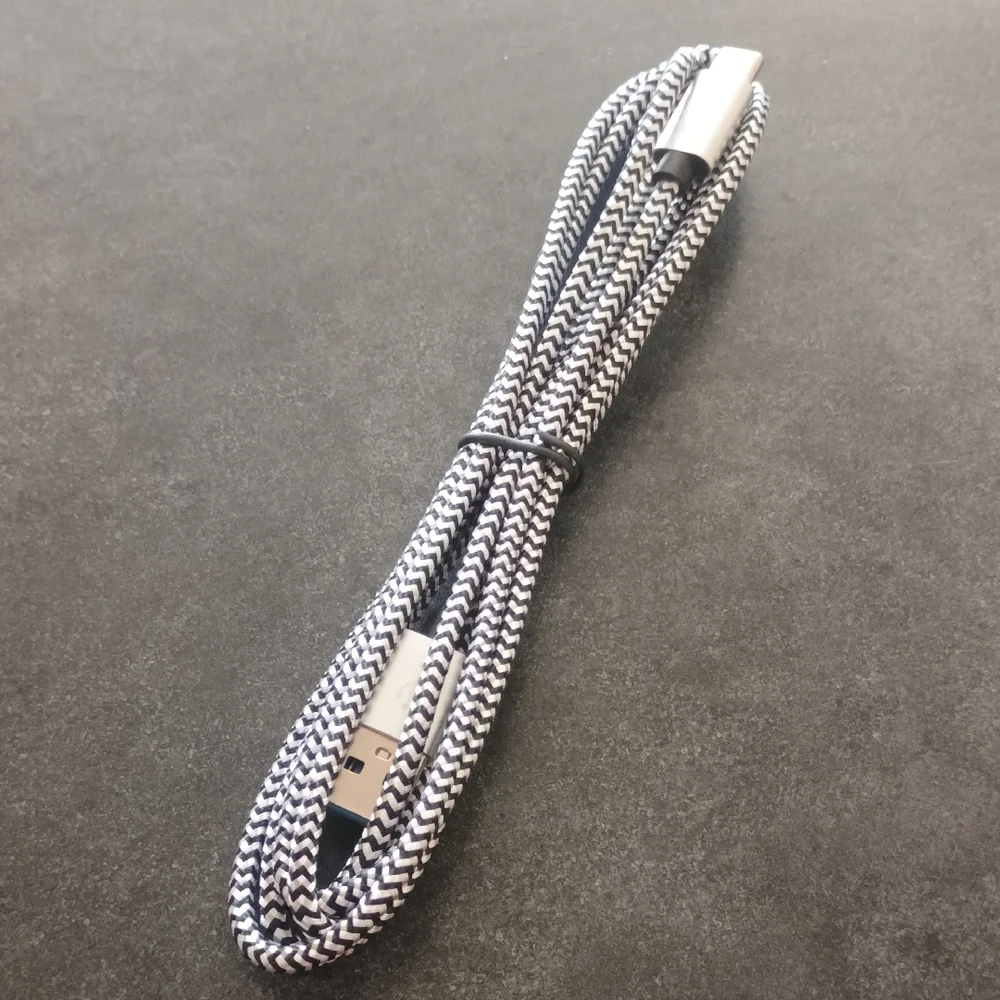 6ft Black and White Braided USB Type C Charging Cable